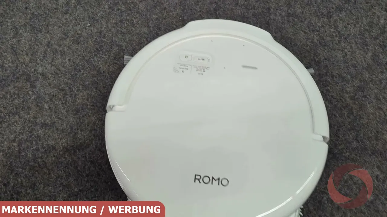 Die Oberseite des DJI ROMO S zeigt das schlichte weiße Gehäusedesign des Saug- und Wischroboters.