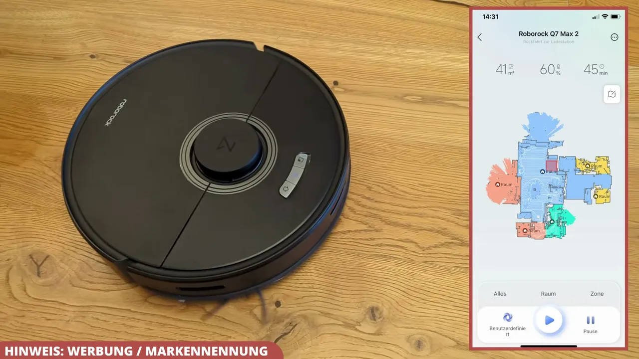 Ich finde die App und die laserbasierte Raumkartierung mit praktischen Sperrzonen extrem einfach zu bedienen.